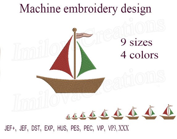 Boat embroidery design