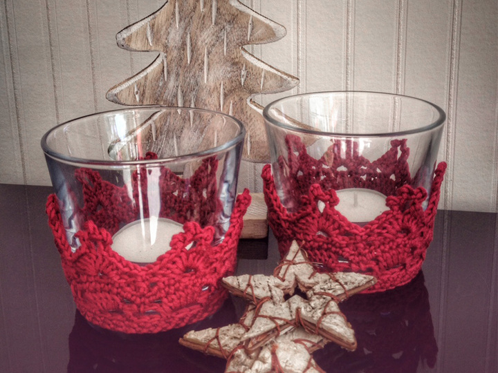 Häkelanleitung: Weihnachtliche Teelichtdeko häkeln