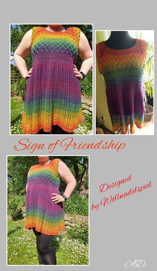 Sign of Friendship - Shirt/Tunika/Kleid häkeln im RVO - in allen Damengrößen