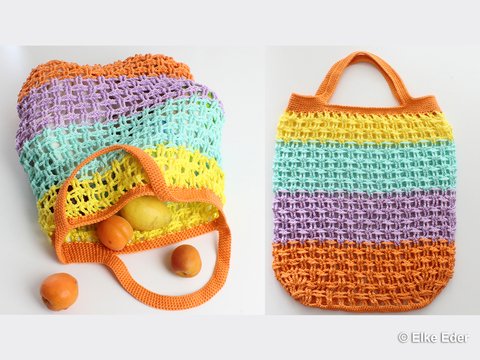 Einkaufsnetz, Tasche, Beutel "Kunterbunt" - Häkelanleitung