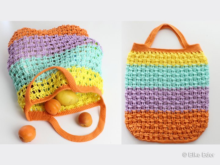 Einkaufsnetz, Tasche, Beutel "Kunterbunt" - Häkelanleitung