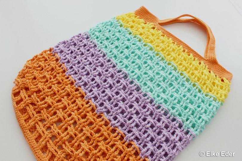 Einkaufsnetz, Tasche, Beutel "Kunterbunt" - Häkelanleitung