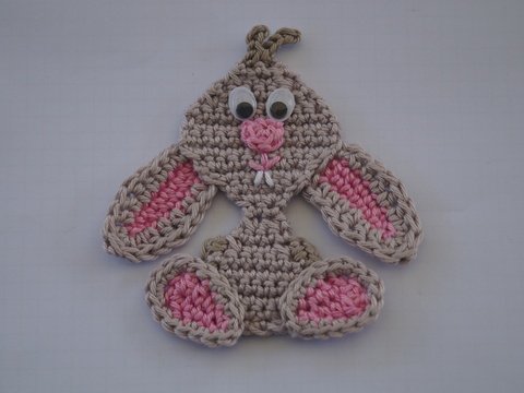 Applikation - Hase häkeln - Aufnäher - Hoppel -