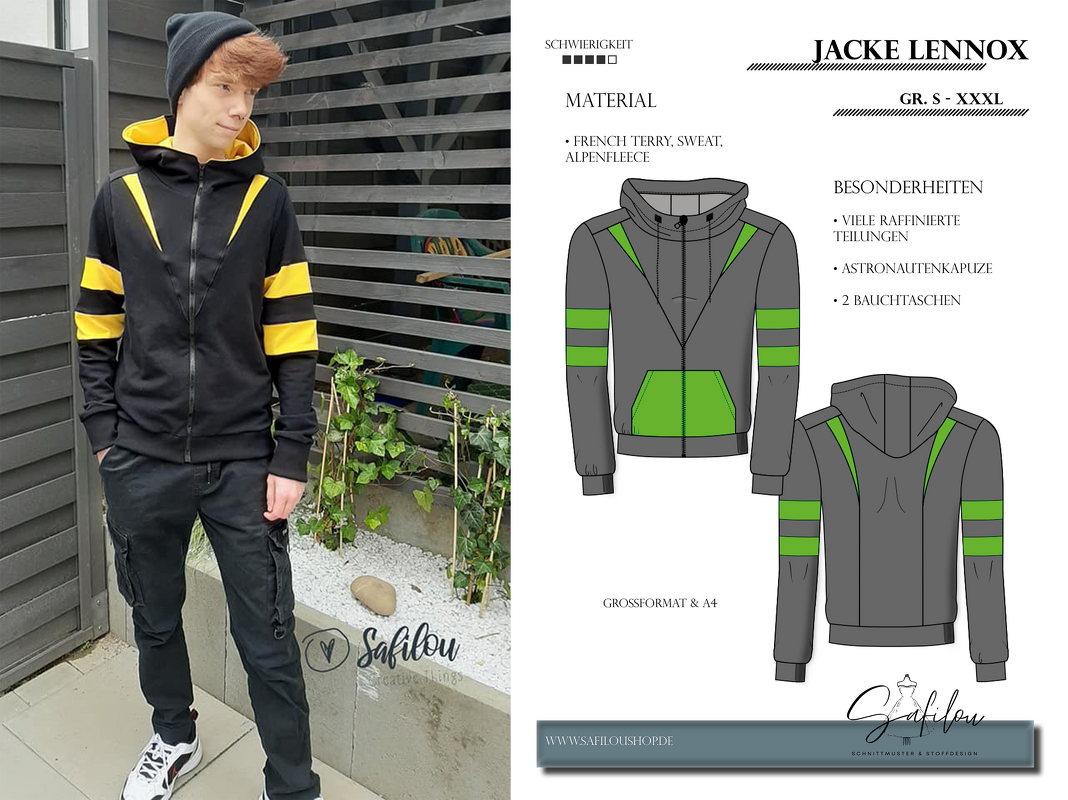 Lennox Herrenjacke Schnittmuster – PDF-Größen S-3XL |