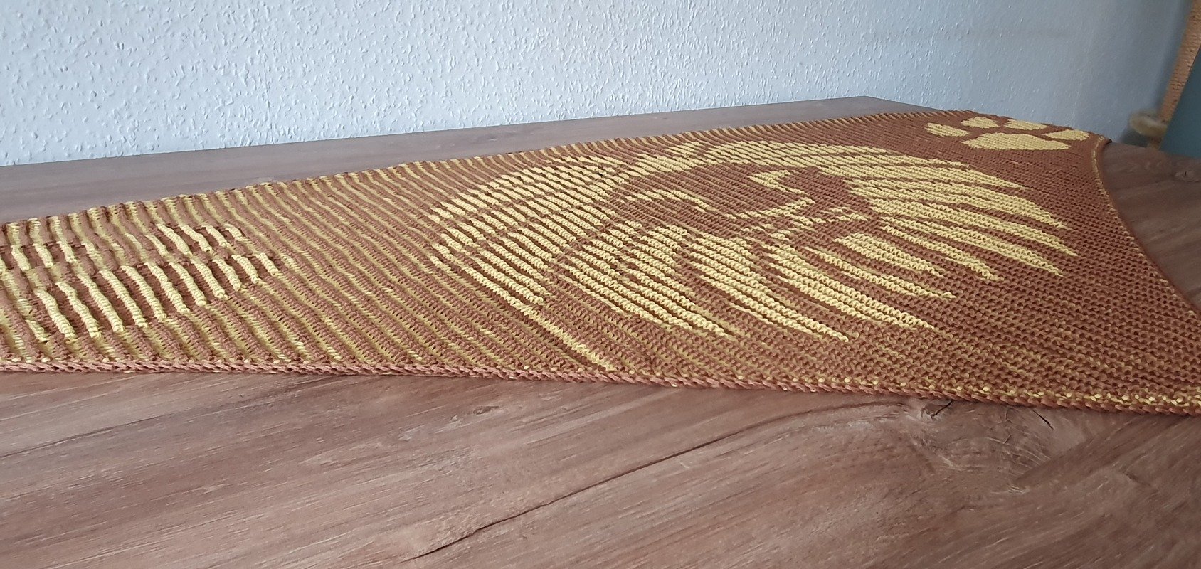 Löwenkopf, Schattenstricken, Illusionsstricken, Motivtuch - Bild 2