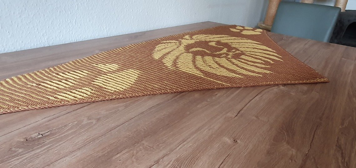 Lion Head, Shadow Knitting, Illusion Knitting, Motif Shawl