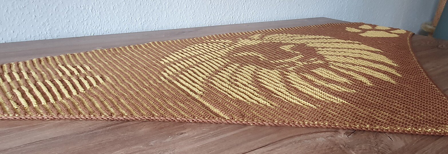 Lion Head, Shadow Knitting, Illusion Knitting, Motif Shawl