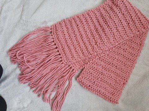 Strickanleitung Damen Langschal mit Fransen