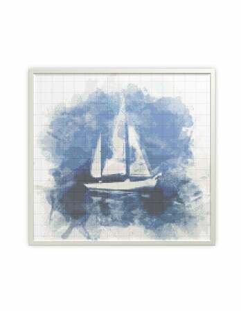 Sailboat cross stitch pattern for embroidery