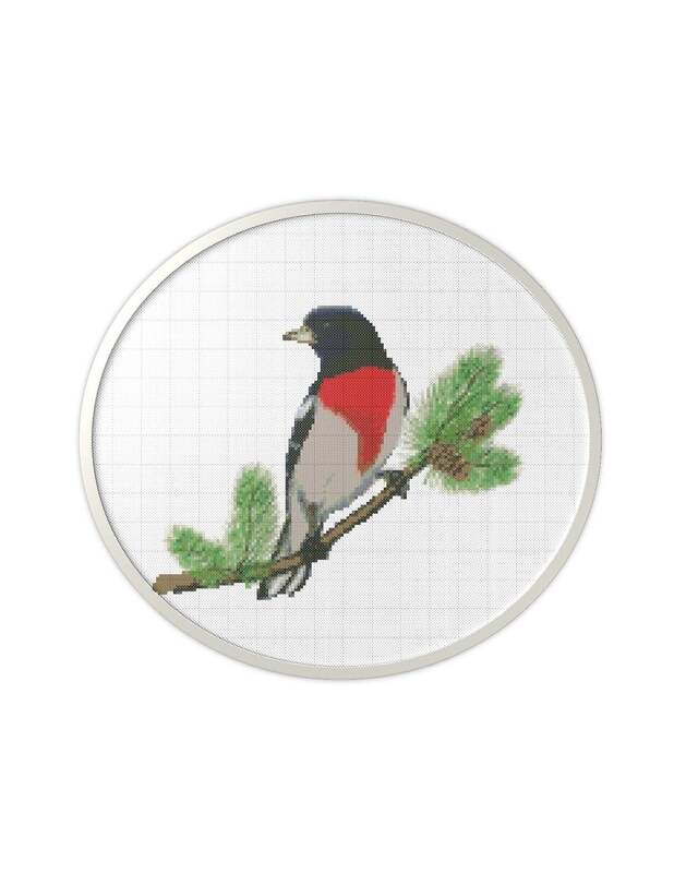 Bird cross stitch nature pattern for embroidery