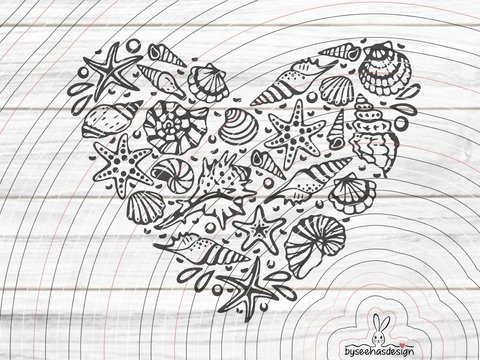Muschel Herz Plotterdatei SVG DXF