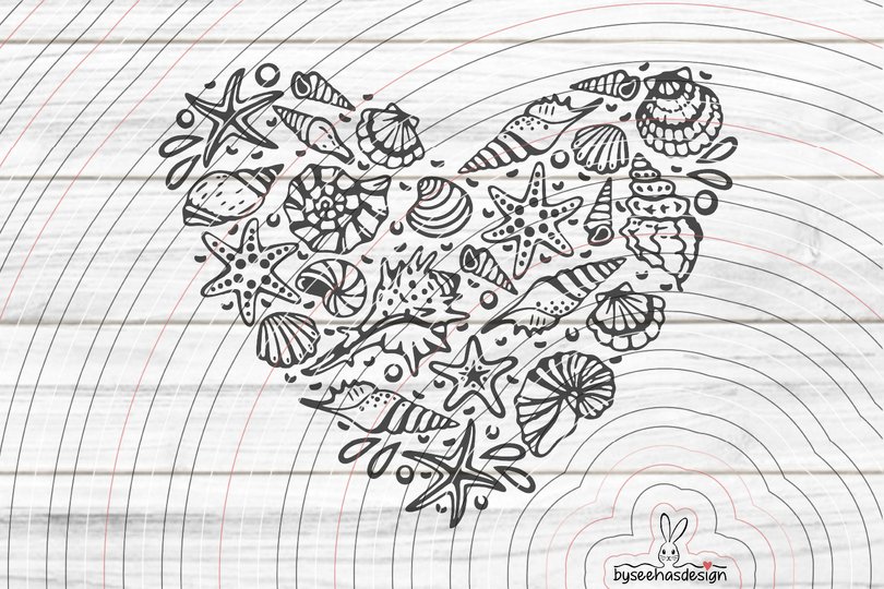 Muschel Herz Plotterdatei SVG DXF