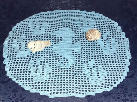 Tischdecke / Deckchen "Maritim Seepferdchen"