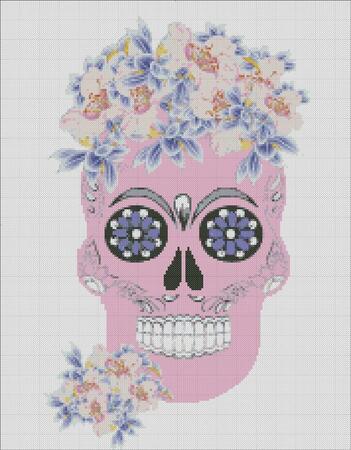 pink skull embroidery scheme