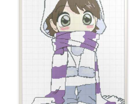 baby with scarf embroidery scheme