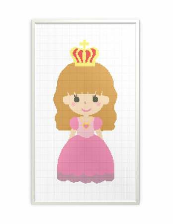 Princess in pink dress embroidery