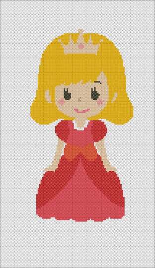 Princess in red dress embroidery