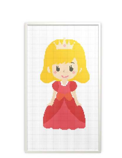 Princess in red dress embroidery
