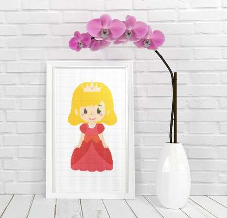 Princess in red dress embroidery
