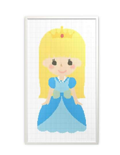 Princess in blue dress embroidery