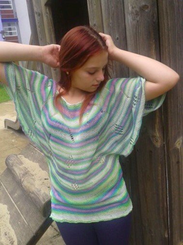 Strickanleitung "Sommershirt Feuerkelch"