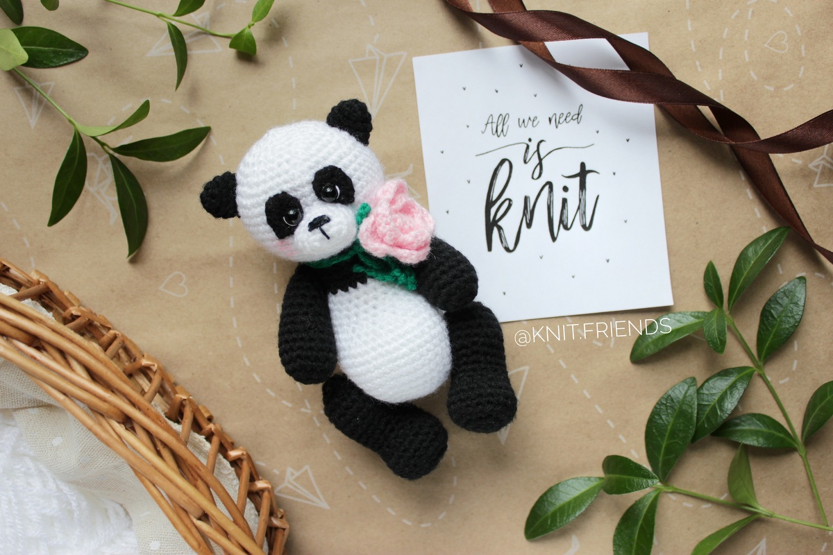 Crochet pattern amigurumi Panda with rose - Image 4