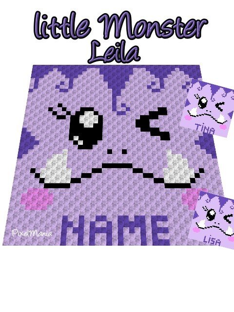 Häkelmuster * liTTle Monster - mit NAME personalisiert * Grafik für C2C &amp; FM