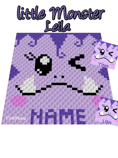 Häkelmuster * liTTle Monster - mit NAME personalisiert * Grafik für C2C & FM