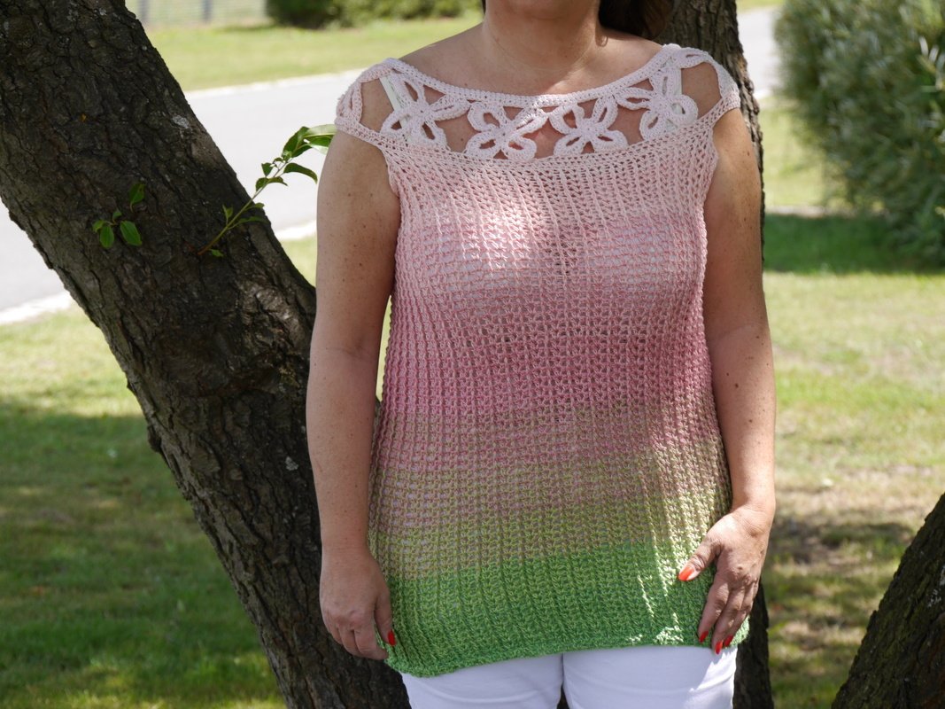 Häkelanleitung Summer Blumenshirt aus Farbverlaufsgarn - Bild 4