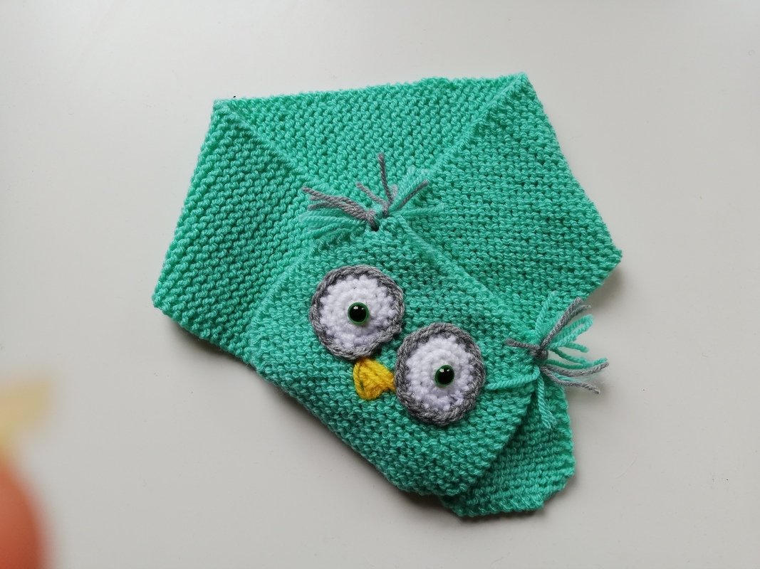 Strickanleitung Schal für Babys und Kinder mit tollem Eulenmotiv für Babys und Kinder bis zu 2 Jahren - Bild 3