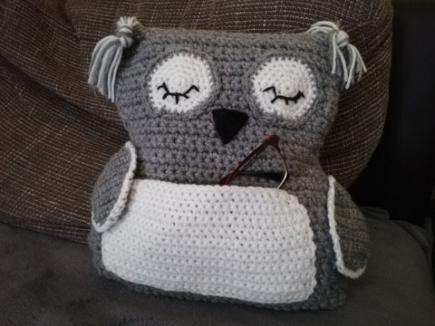 Häkelanleitung Eulenkissen - mit Bauchtasche
