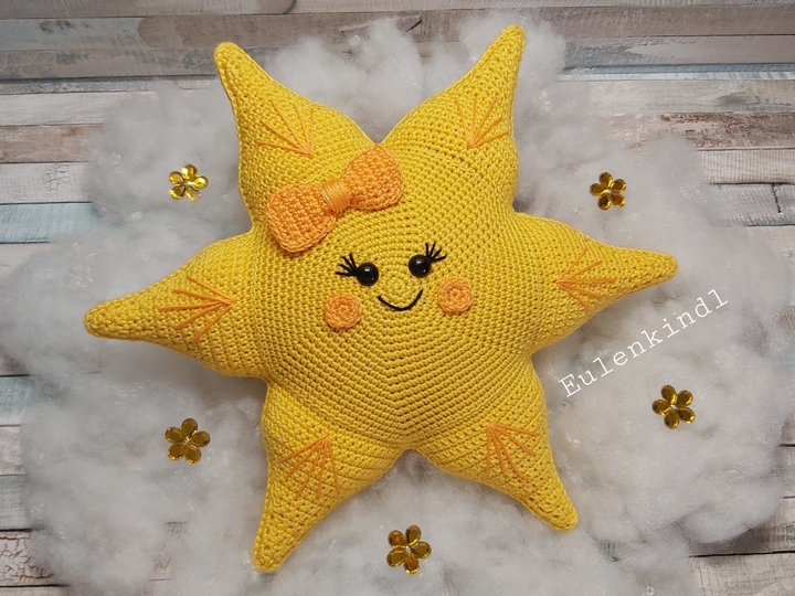 Häkelanleitung "Schmuse-Sonne" (Dekokissen/Spieluhr)