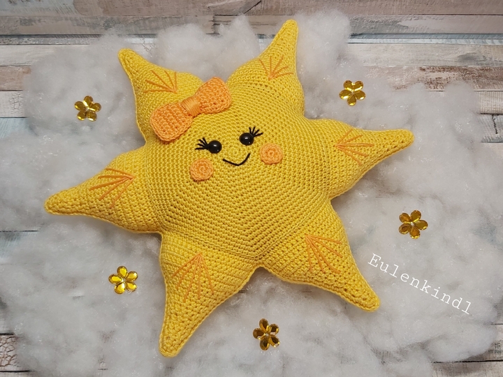 Häkelanleitung "Schmuse-Sonne" (Dekokissen/Spieluhr)