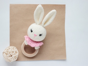 Crochet pattern baby rattle Sleeping bunny
