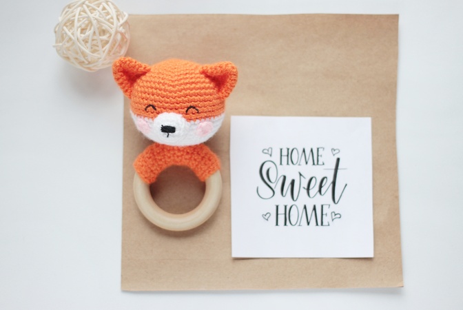 Crochet pattern Baby rattle Fox