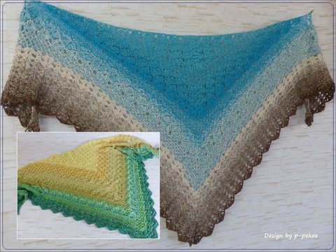 Beachello Häkelanleitung für ein Dreieckstuch mit Muschelmuster