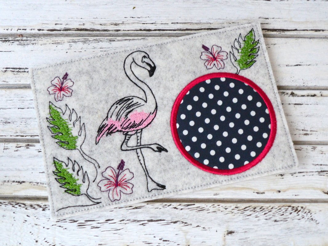 Stickdatei Mug Rug Untersetzer Flamingo 13x18cm und 13x20cm