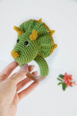 Crochet dinosaur baby rattle pattern