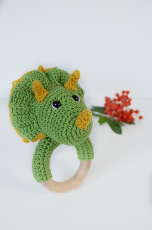 Crochet dinosaur baby rattle pattern