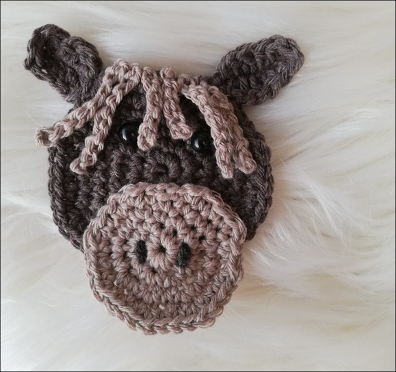 Applikation Esel häkeln - Esel Paulchen 10,5 x 9 cm