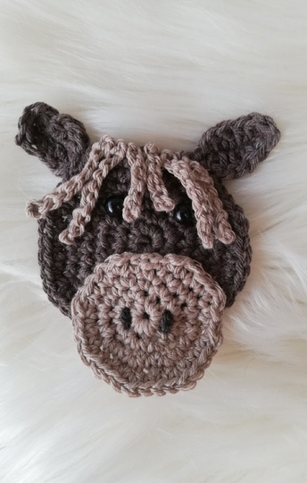 Applikation Esel häkeln - Esel Paulchen 10,5 x 9 cm