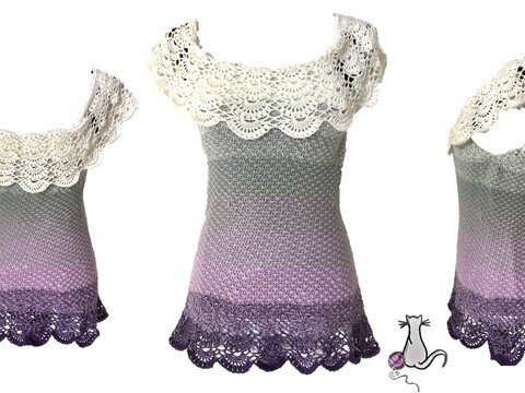 Anleitung gehäkelte Tunika "Cloudy" mit raffinierter Spitze