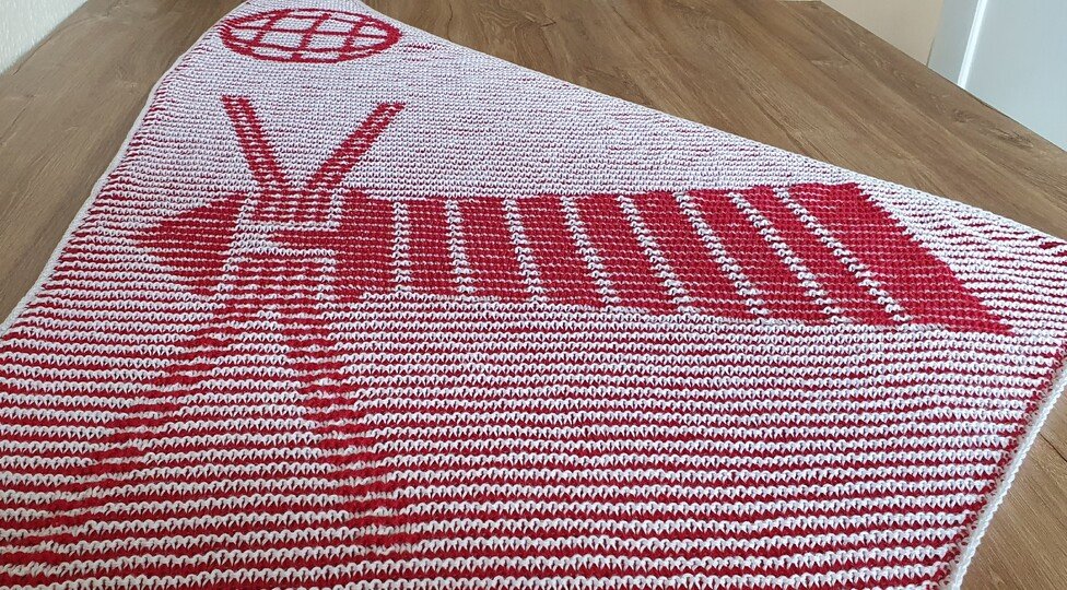 Leuchtturm, Schattenstricken, Illusionsstricken, Motivtuch