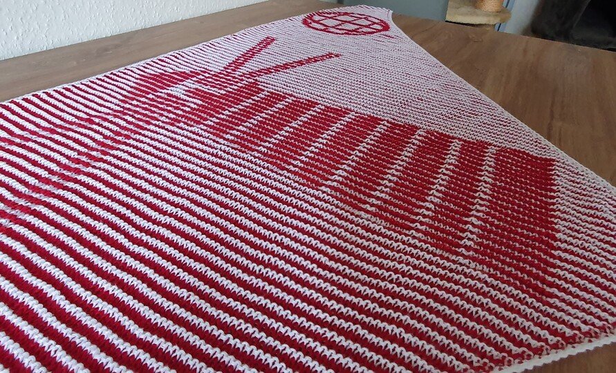 Leuchtturm, Schattenstricken, Illusionsstricken, Motivtuch