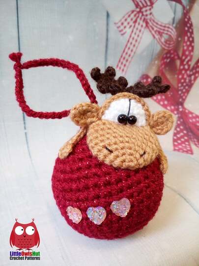 261 Moos or Reindeer on a bauble Knittoy CP
