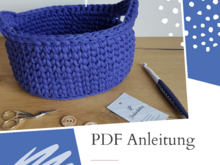 Anleitung Häkelkorb aus Textilgarn mit dem ovalen Boden und 2 Henkeln