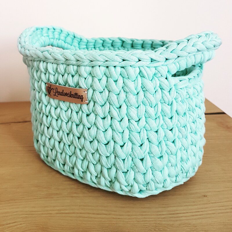 Anleitung Häkelkorb aus Textilgarn mit dem ovalen Boden und 2 Henkeln - Bild 2