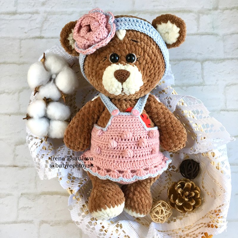 Crochet amigurumi pattern Plush Bear Brownie in outfit - Image 3