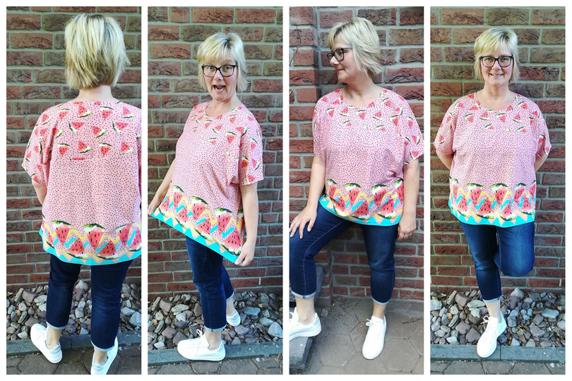 Asymmetrisches Kimono Shirt Schnittmuster von 34 - 56