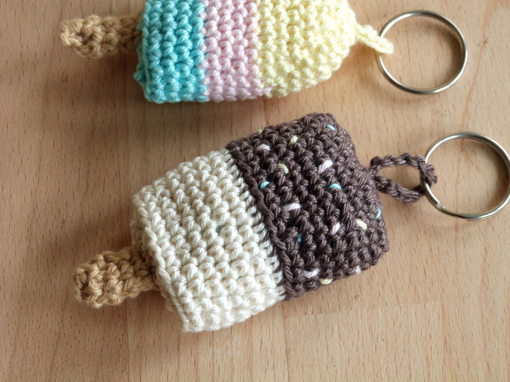 Häkelanleitung Schlüsselanhänger "Eis", 3 Modelle